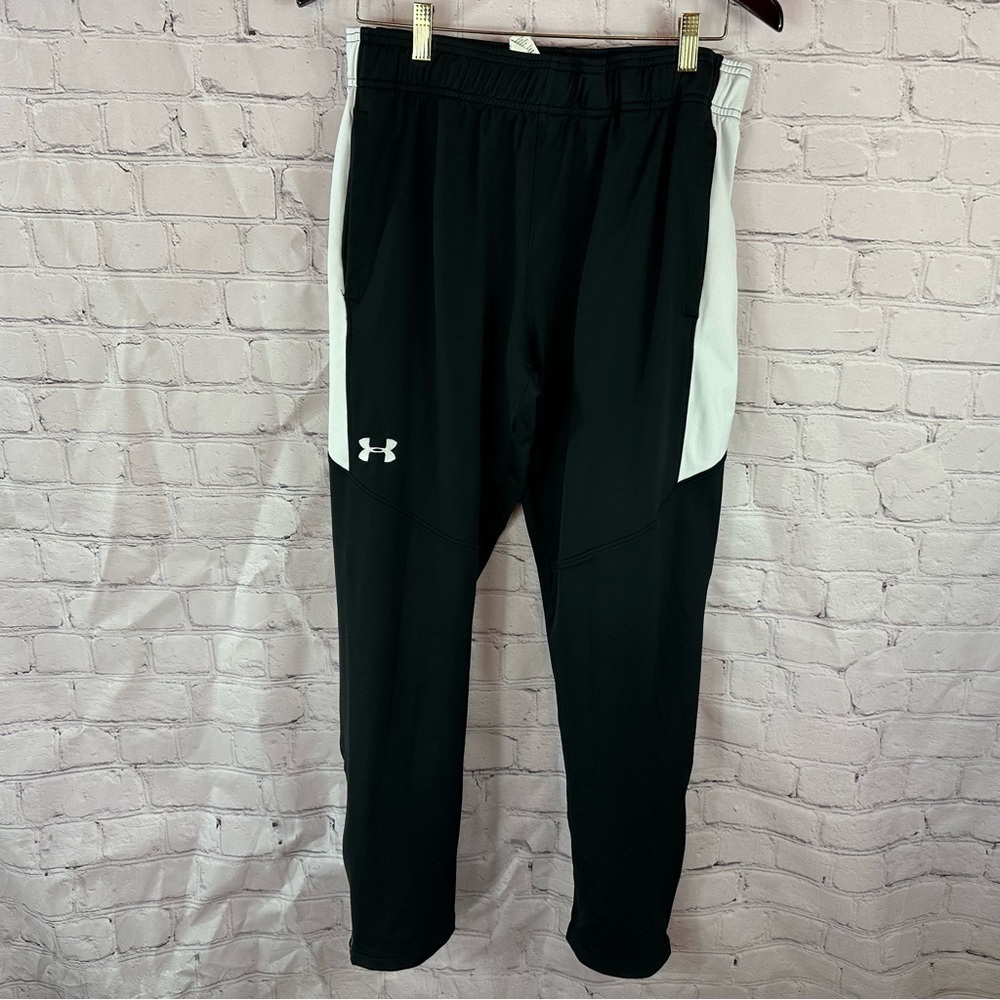 Under Armour Black White Athletic track wind Pants mens large streetwear outdoor